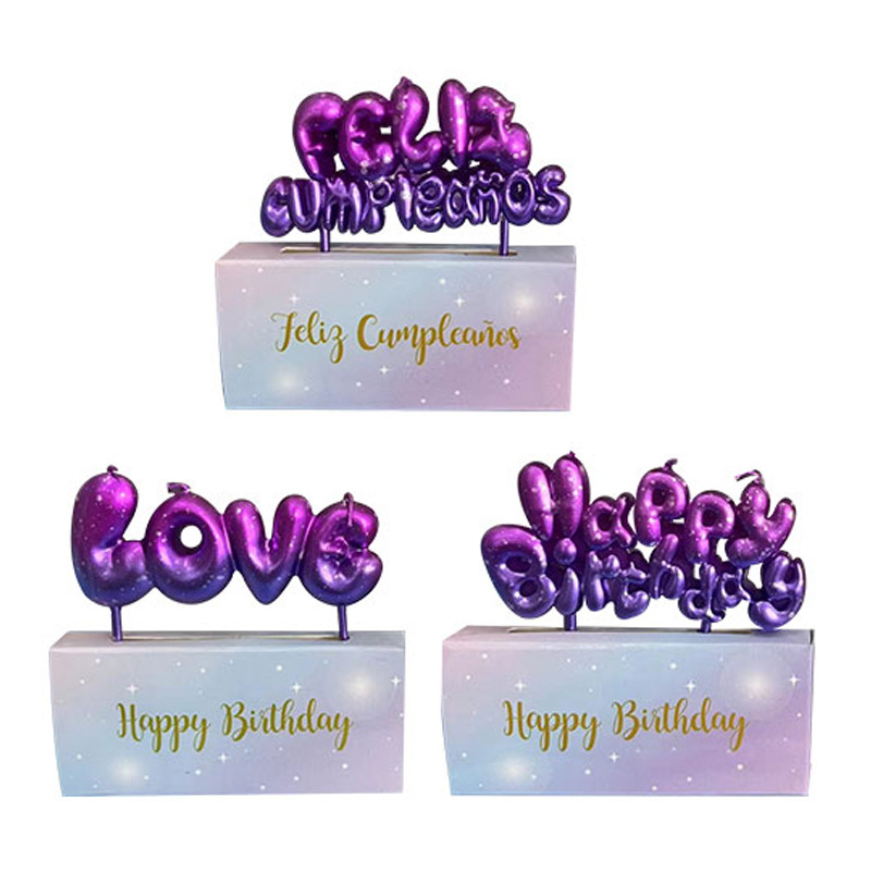 New Starry Sky Birthday Candle Gradient Mermaid Color Series Happy Cake Decoration Spanish Letter Candle