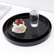 圆形黑色塑料托盘家用放茶杯创意花盆白色方盘北欧酒店茶盘长方形