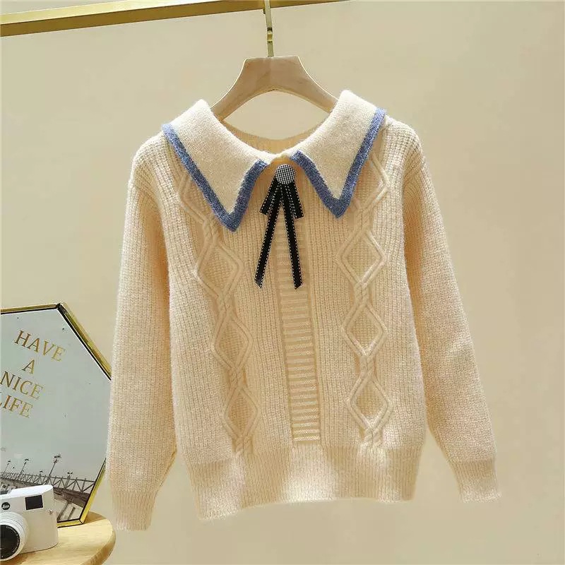 女童秋季毛衣新款洋气女孩翻领儿童装春秋款针织衫女宝宝秋装上衣