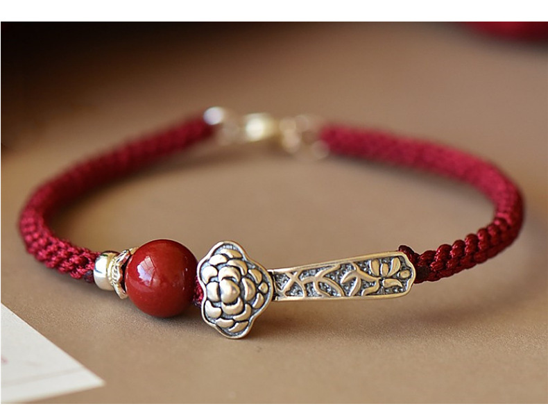 925银配件如意红绳手链朱砂圆珠手绳红绳黑绳 男女款简约量大从优