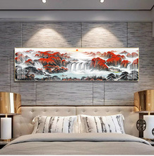 中式山水大气客厅酒店背景墙壁画卧室床头晶瓷烤瓷抽象客厅装饰画