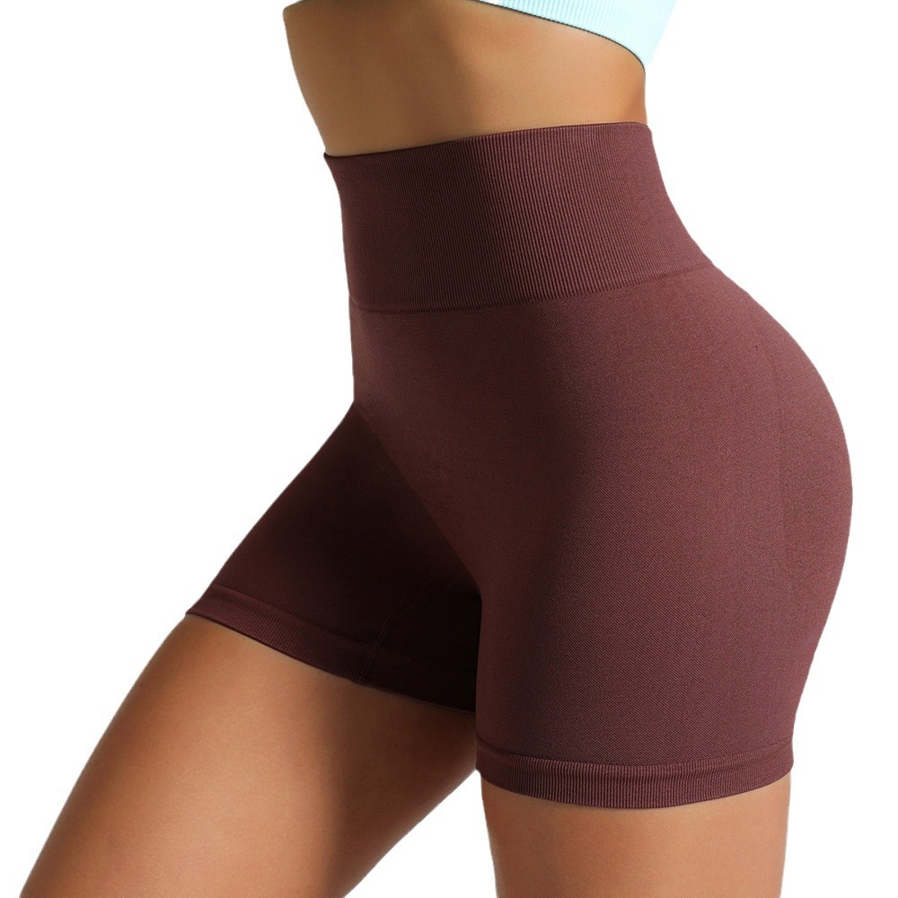 Cross-Border Seamless Knitted Yoga Shorts Peach Hip Raise High Waist Workout Tights Running Sports Short Shorts Women