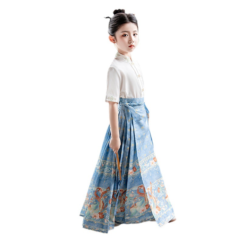Hanfu Girl 2023 New Autumn High-End Chinese Style Horse-Face Skirt Children's Jacket and Dress Ancient Costume Fairy Dress Wholesale