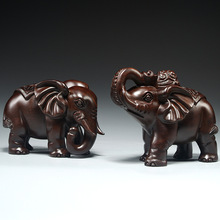DXF0批发黑檀木雕刻大象摆件一对木象家居客厅店铺装饰红木工艺品