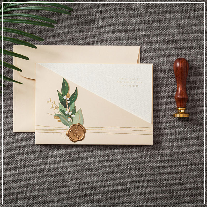 唯思美肉色火漆婚礼喜帖结婚请柬活动商务年会邀请函帖打印