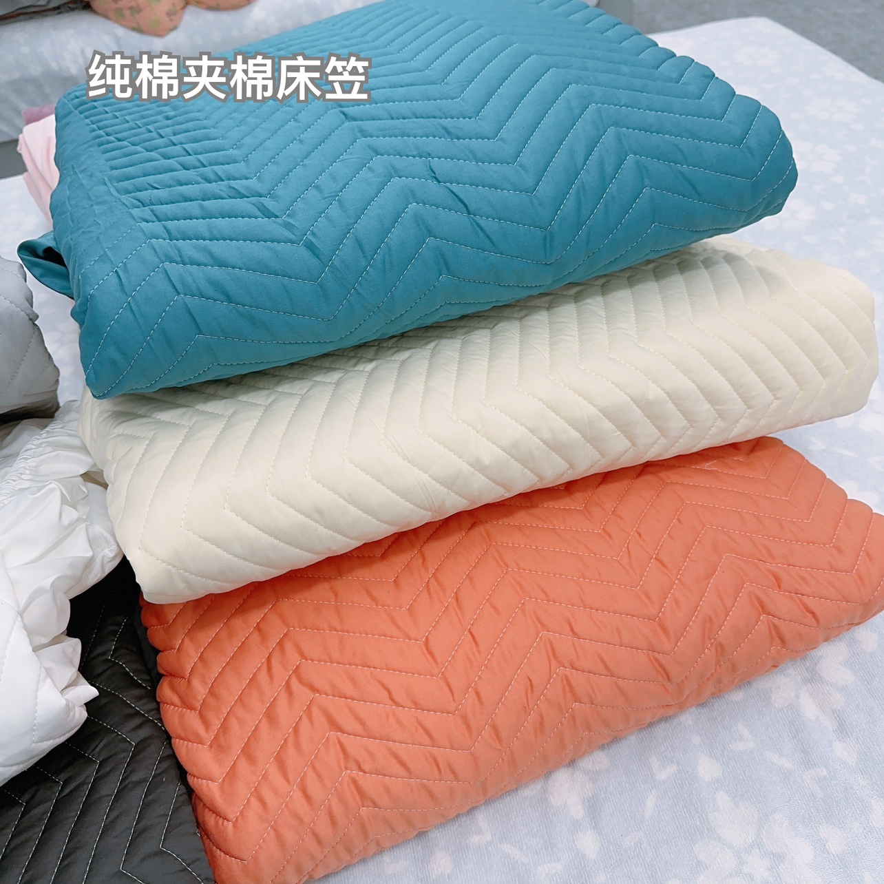 7h出口高品质床笠夹棉纯棉床笠1.