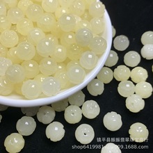 天然黄色10mm莲花珠工厂批发 手工diy玉石饰品配饰手链项链散珠