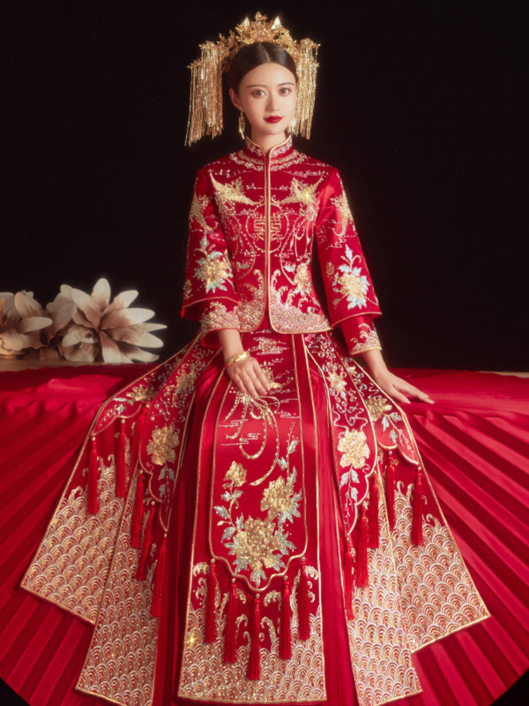 秀禾服新娘2022年新款结婚婚纱中式婚服霸气秀禾女修身龙凤褂嫁衣