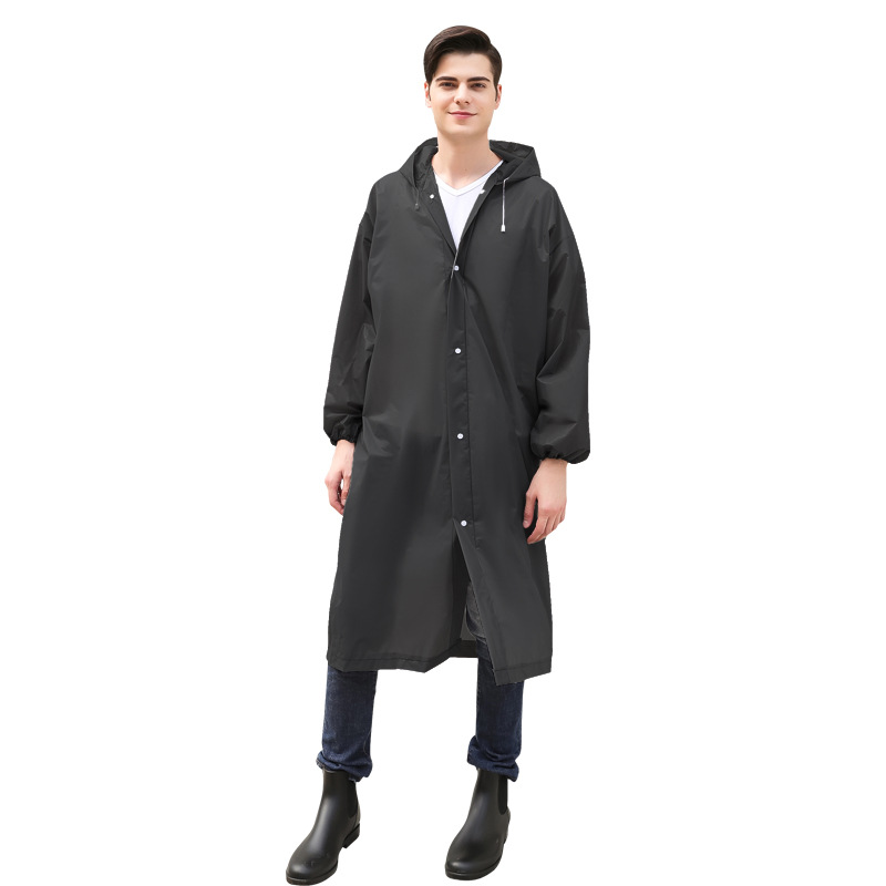 Adult Non-Disposable Raincoat Transparent Raincoat Eva Outdoor Hiking Thickened Concert Breathable Button Raincoat