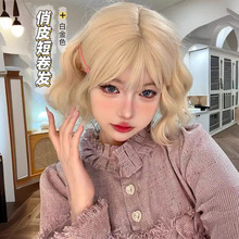 跨境短发假发女长发 Lolita韩式发型短卷网红时尚全头套式假发套