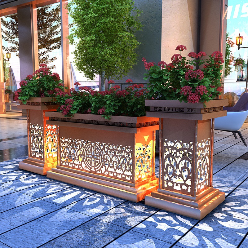 太阳能夜光灯售楼部户外花箱组合奶茶店花槽广场酒店室外花坛花池