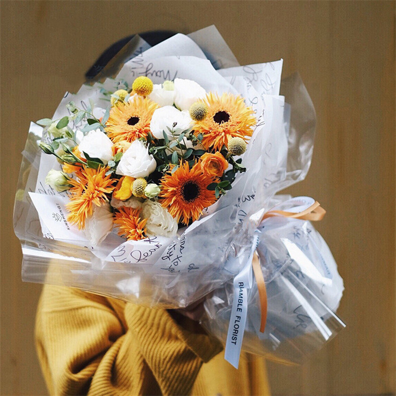 批发17g草体英文雪梨纸 包花纸鲜花包装内衬纸韩式花束打底花店用