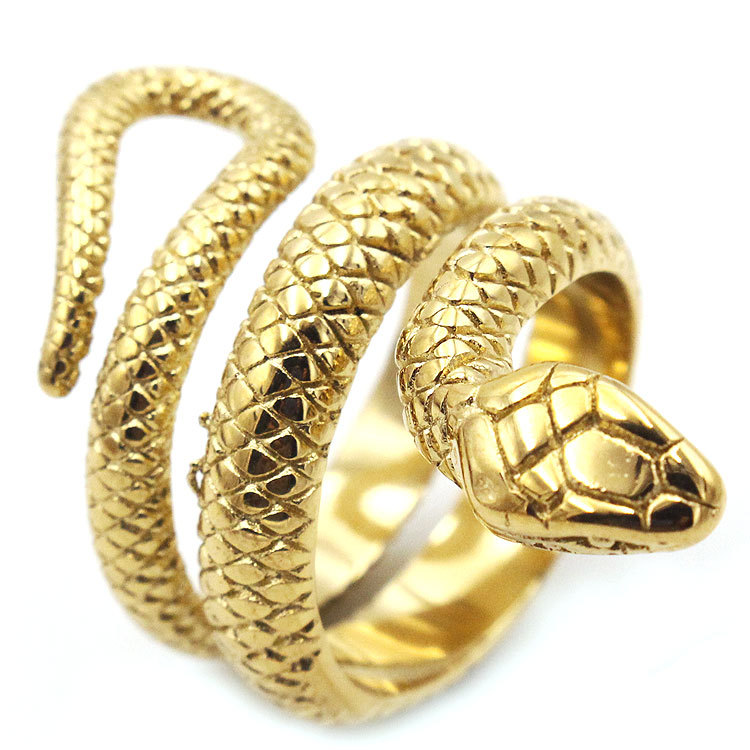 re05外贸欧美 复古男士钛钢戒指 潮男霸气钢戒 双圈蛇不锈钢戒指