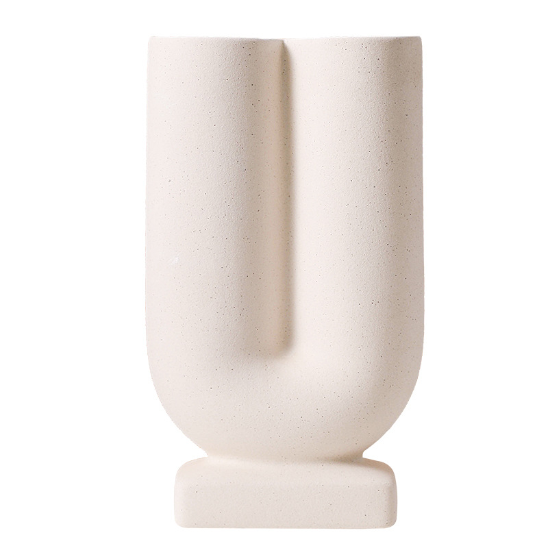 Modern Simple White High Ceramic Plain Burning U-Shaped Vase Creative Wave Mouth Flower Holder Living Room Home Ornaments Wholesale