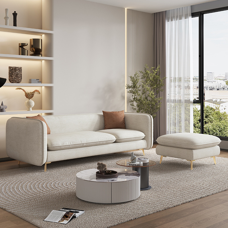 现代简约免洗科技布沙发客厅小户型办公室休闲现代三人位布艺沙发