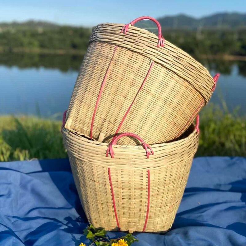 粮食收纳箩筐大号竹编制品簸箕结婚喜庆箩淘米筐稻谷箩竹篓扁担筐