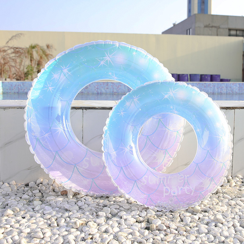 网红亮片星空游泳圈儿童泳圈腋下圈成人救生圈水上充气玩具浮圈