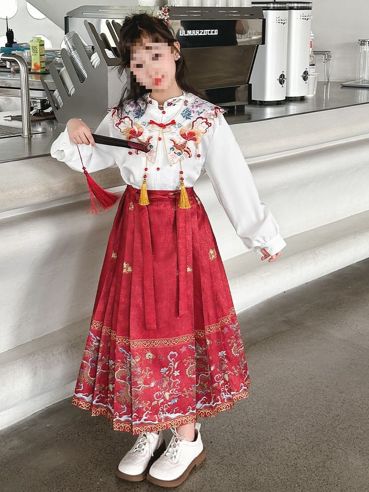 公主裙女大童春秋孩古风汉服女马面裙2024春装复洋气唐装套装新款