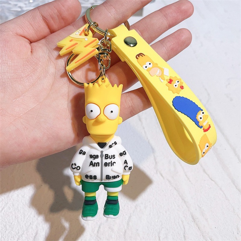 Simpson Cartoon Silicone Key Chain Doll Cute Pendant Toy Bag Bag Charm Keychain Trinket