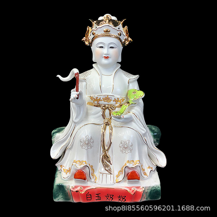 白玉奶奶神像18寸白老太太白玉奶奶佛像碧霞元君泰山奶奶厂家批发