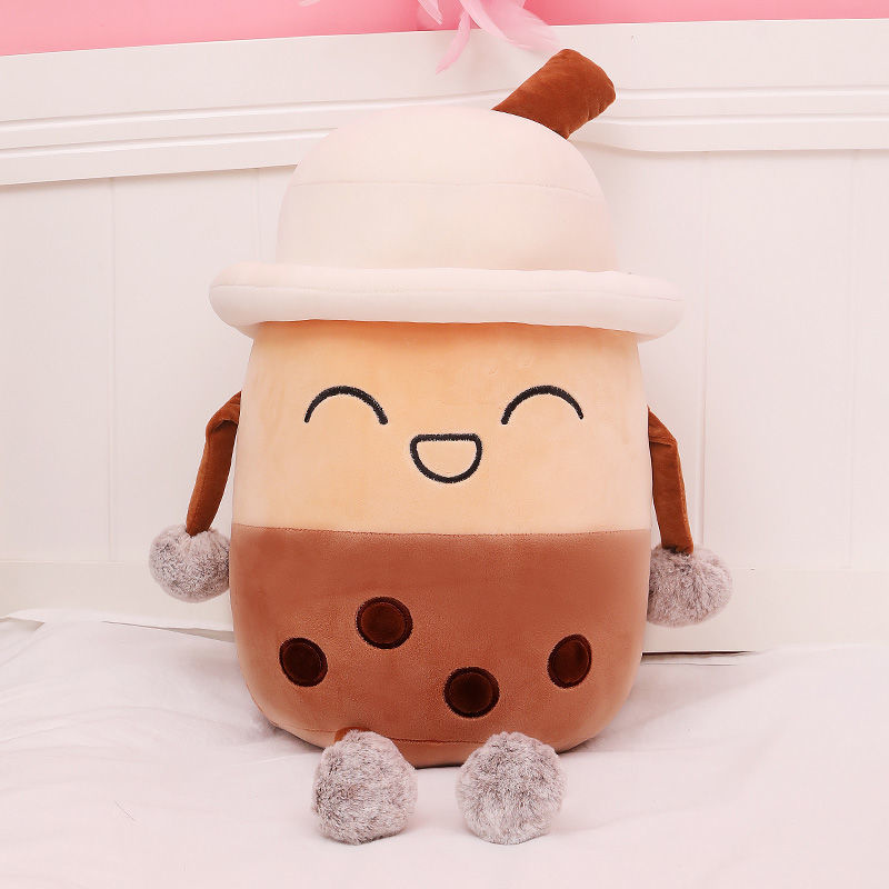 Creative Pearl Milky Tea Cup Stuffed Doll Pillow Big Super Soft Doll Bed Cushion for Leaning on Birthday Gift for Girls