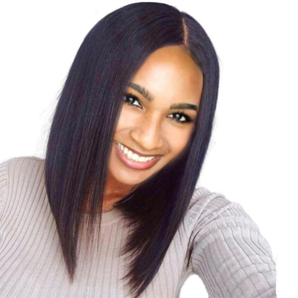 外贸欧美女士短发假发黑色bobo头短直发蓬松修脸中分刘海化纤发套