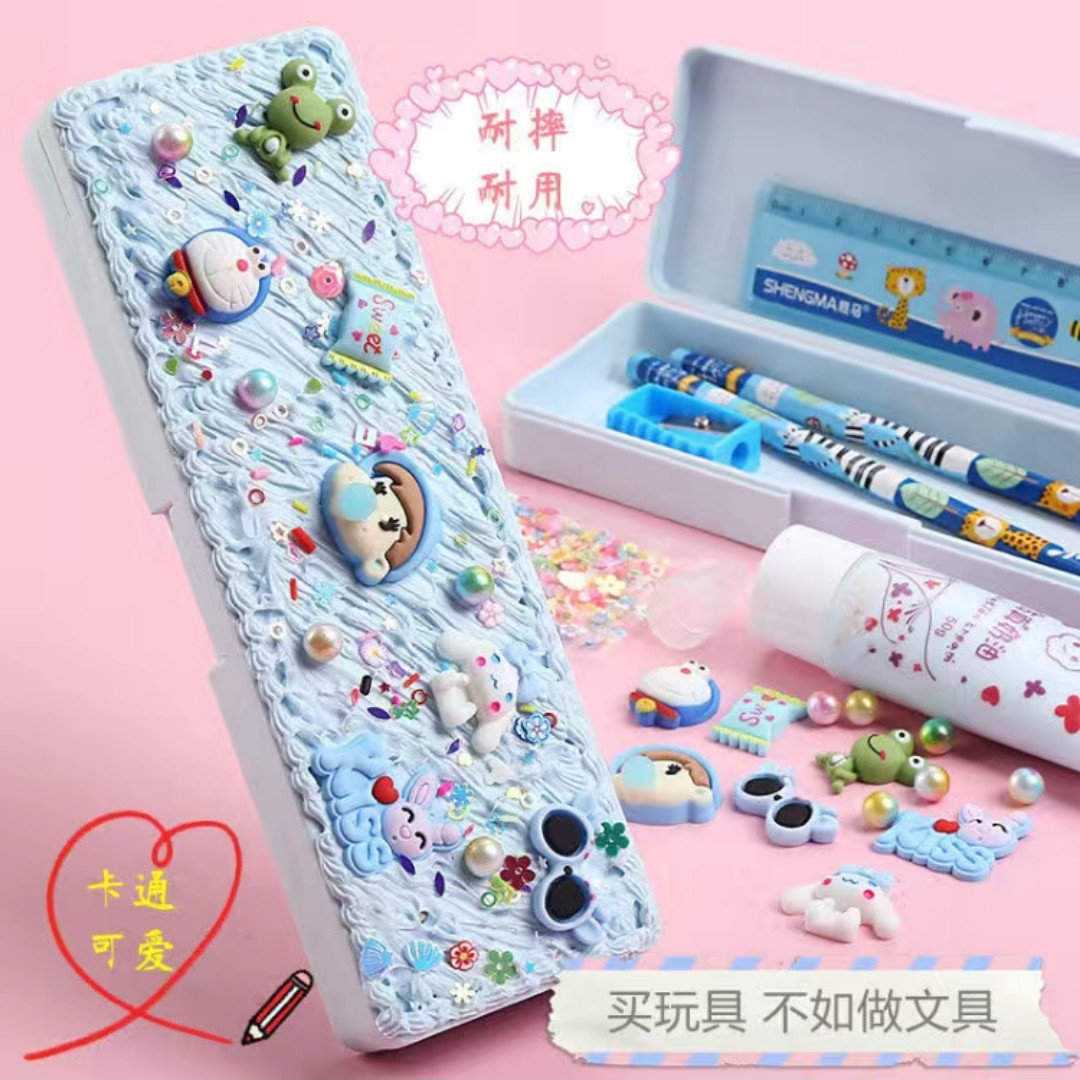 Internet Celebrity DIY Handmade Cream Glue Stationery Box Material Package Boys and Girls Children Puzzle Gift Homemade Pencil Box