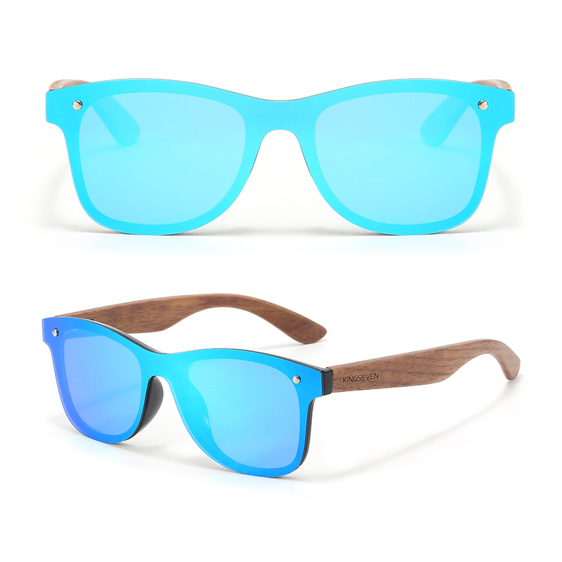 Cross-Border New Arrival Wooden Sunglasses One-piece Polarized Sunglasses Men's Glasses with Wooden Glasses Legs Wholesale