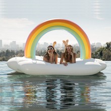 儿童游泳气垫船婴儿水上浮床儿童玩水充气船水上浮床漂浮垫彩虹岛