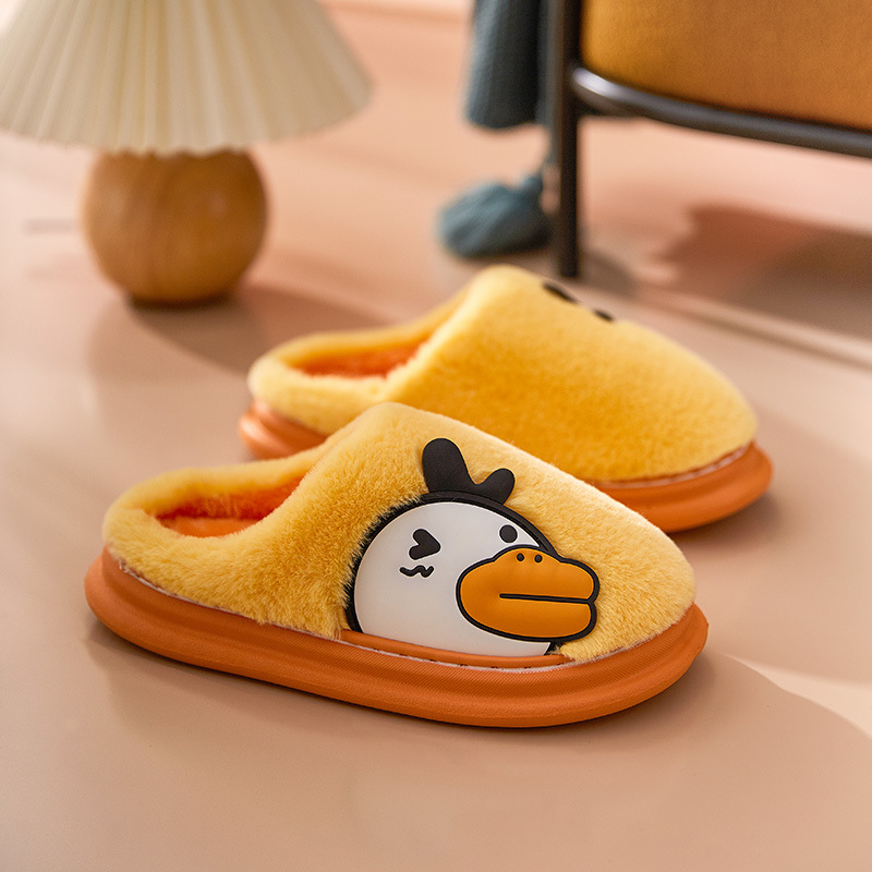 2021秋冬季家居拖鞋居家情侣男女室内外保暖日系厚底鸭子棉拖鞋