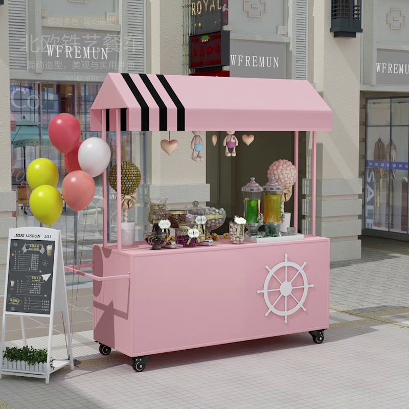 餐车地摊花车摆摊小推车夜市促销台铁艺售货车户外移动小吃摊位车