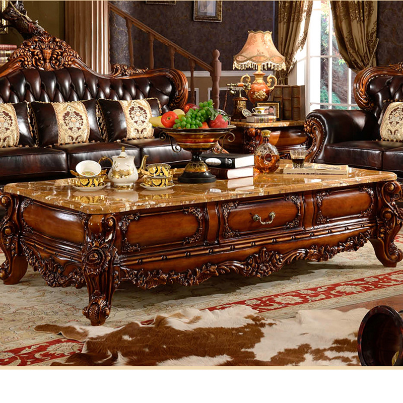 欧式品牌紫萱家具 欧式高档实木雕花茶几1.