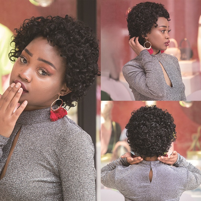 非洲短款假发女短发短卷发时尚小曲爆炸头假发头套一件代发
