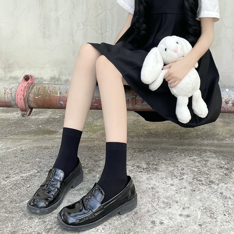 袜夏天款中白色短袜袜子丝袜系潮天鹅鹅绒黑色筒袜jk子女薄日夏季