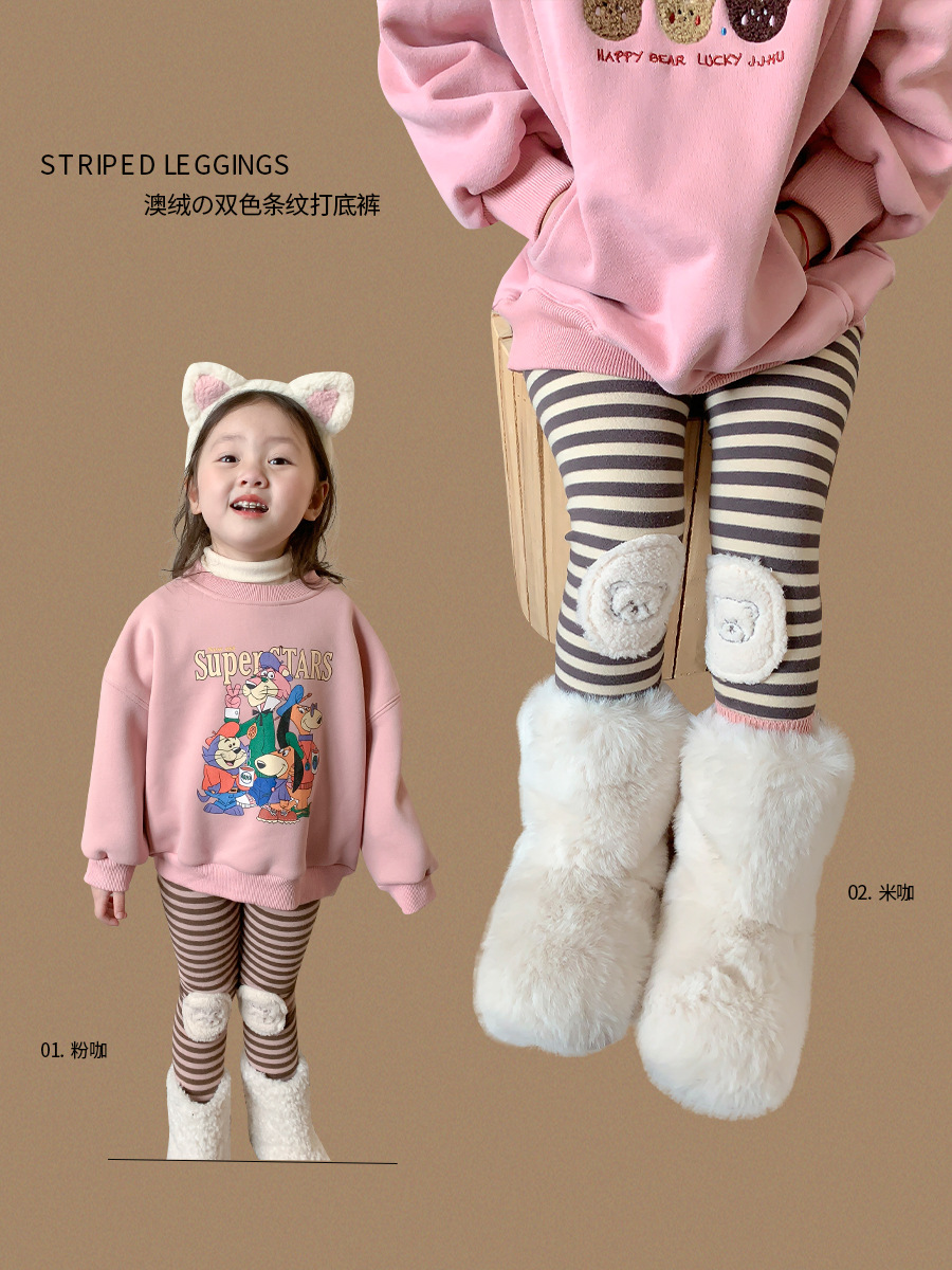 weimu children‘s clothing australian velvet leggings new winter clothes girls‘ korean style fleece-lined long johns baby girl pants crawler