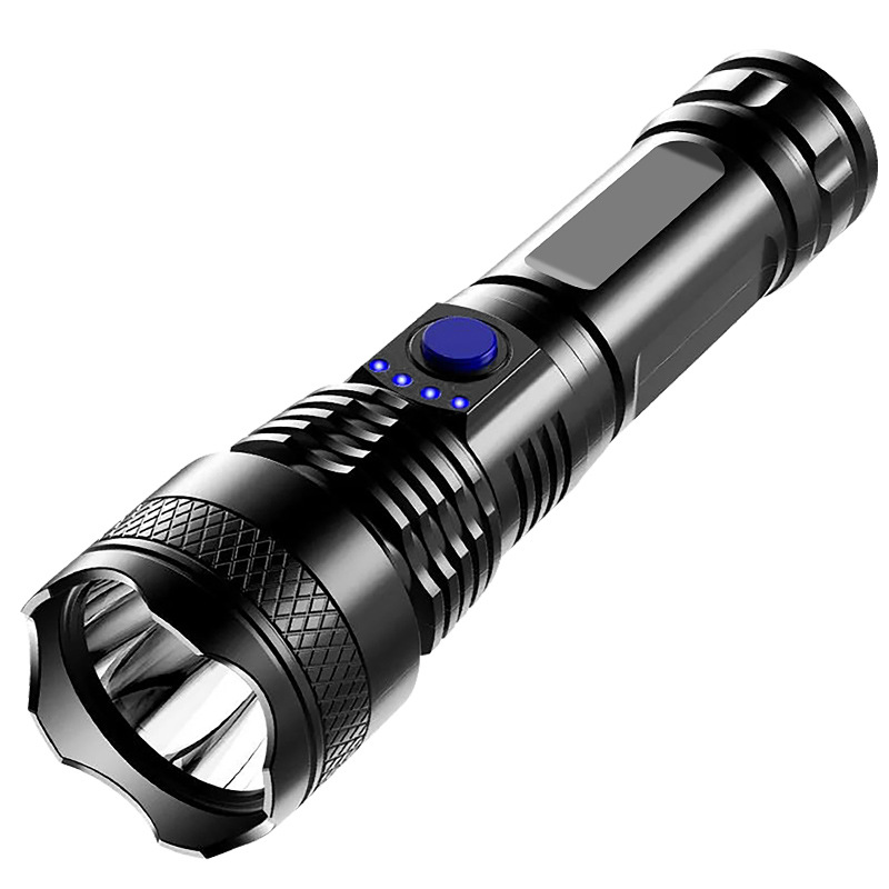 Cross-Border Abs Power Torch Usb Charging Power Display Household Outdoor Portable Night Fishing Dew