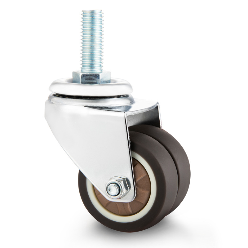轮子万向轮1.5寸2寸8/10/12mm丝杆带刹车静音茶几电脑桌花架脚轮