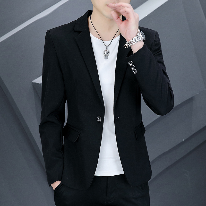 后中开叉男士小西装秋季外套韩版青年修身帅气休闲西服春秋上衣