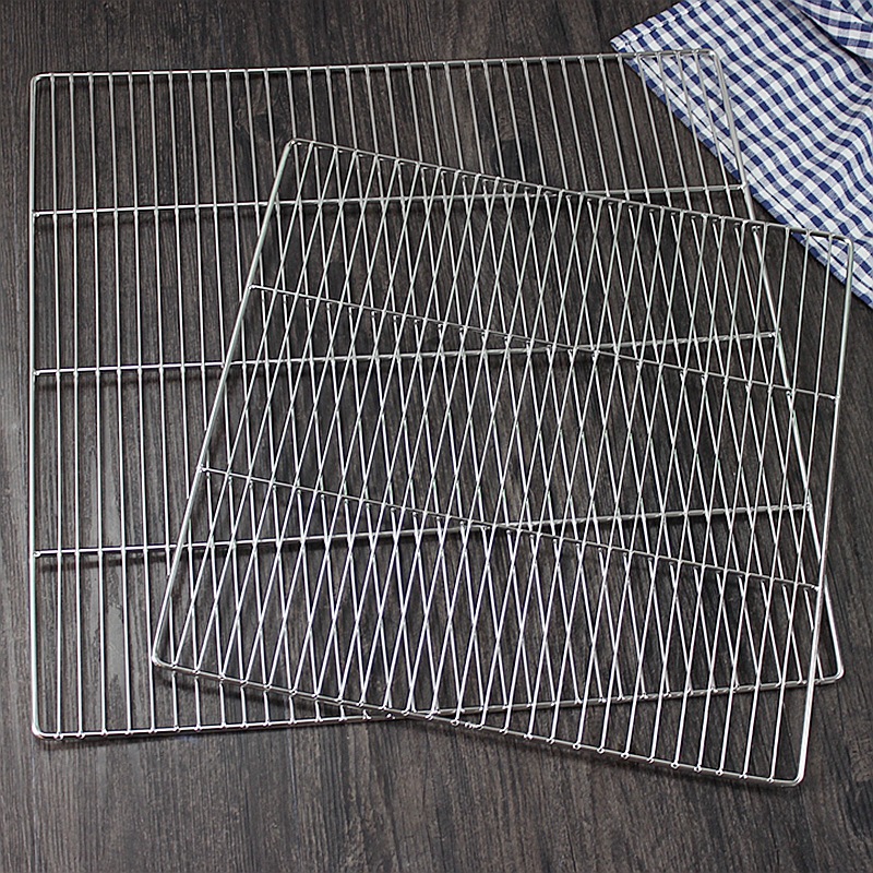 不锈钢烧烤网长方形烤箱网架有脚篦子蛋糕烘培凉网蒸饭柜网滤油架