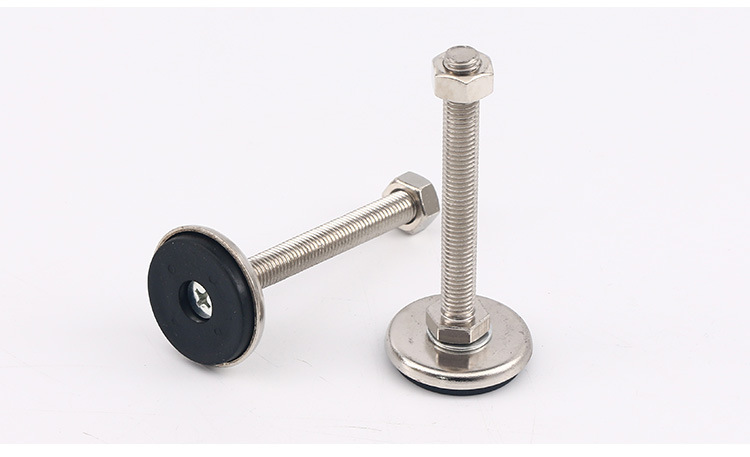 dj-50-12-100碳钢材质可调脚杯 胶垫镀镍水平调整脚 橡胶减震地脚