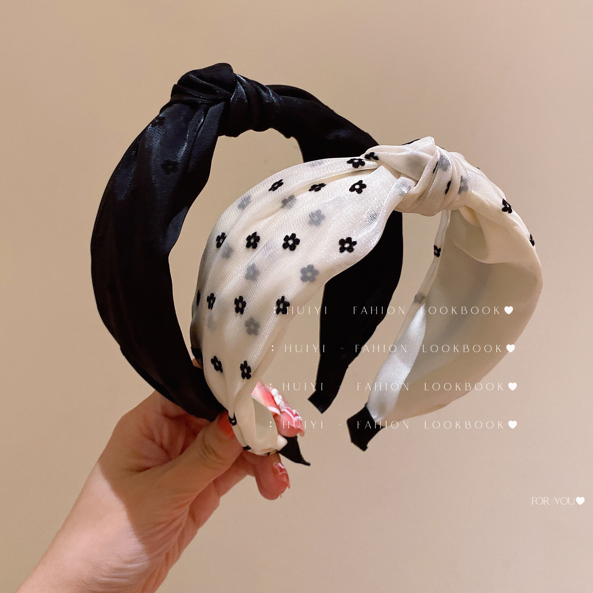 Simple Wide Tulle Hairband Internet Celebrity 2024 New High-Grade Ins Flower Knotted Hair Band Female Summer