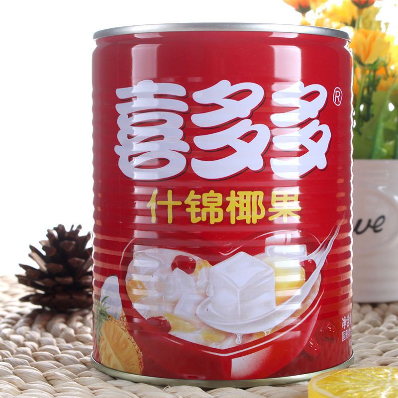 喜多多什锦椰果850gx12水果罐头大果粒休闲食品江浙沪皖包邮-阿里巴巴
