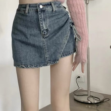2024年夏季新款韩版小众百搭不规则腰间绑带设计性感辣妹短裙裤开