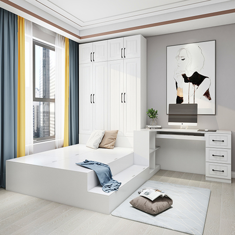 批发榻榻米床衣柜一体组合储物收纳卧室1.2m单人床抽屉床小户型多