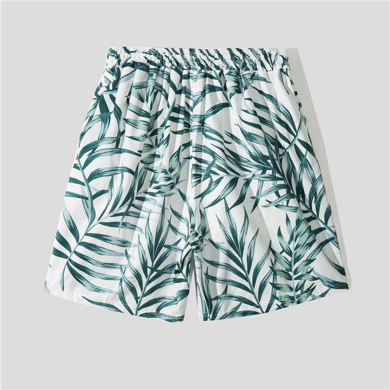 High-Grade Two-Piece Suit Retro Short Sleeve Printed Shirt Men's and Women's Hawaiian Style Loose Seaside Shirt Beach Pants Suit
