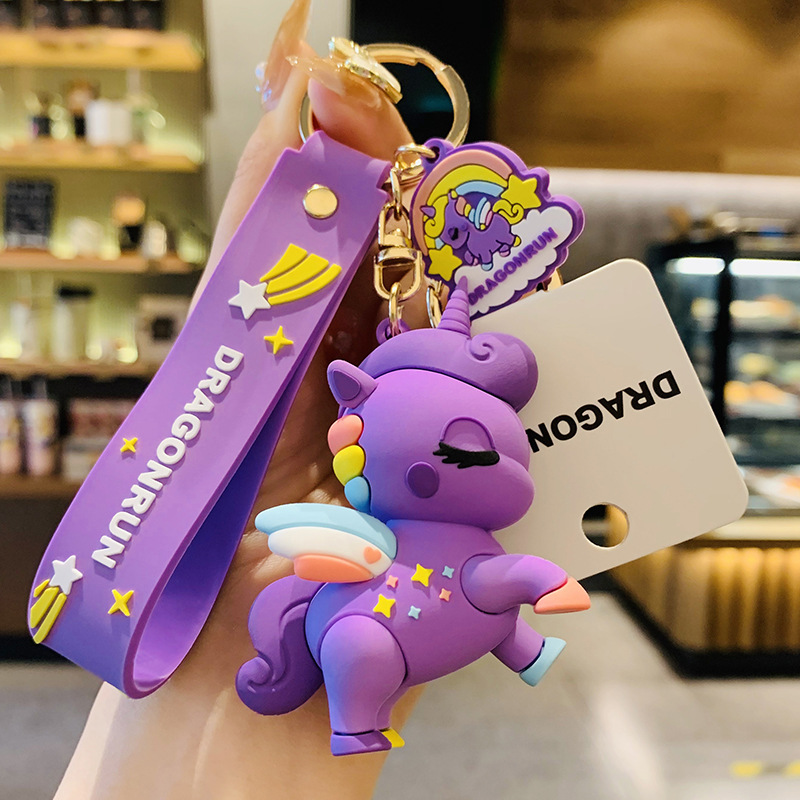 Creative Cute Epoxy Keychain Environmental Protection PVC Hanging Authorization Ma Xiaochi Unicorn Couple Claw Machine Wholesale Gift