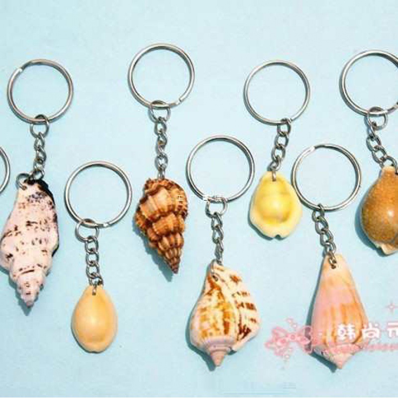 多种天然螺珊瑚贝壳钥匙扣饰品手机链手链挂链小工艺品夜市地摊