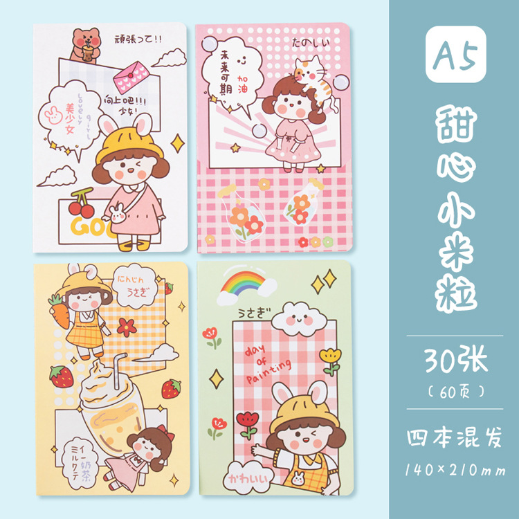 Notepad A5 Creative Stationery Office Notepad Student Lines Notebook Soft Cute Girl Heart Diary Book