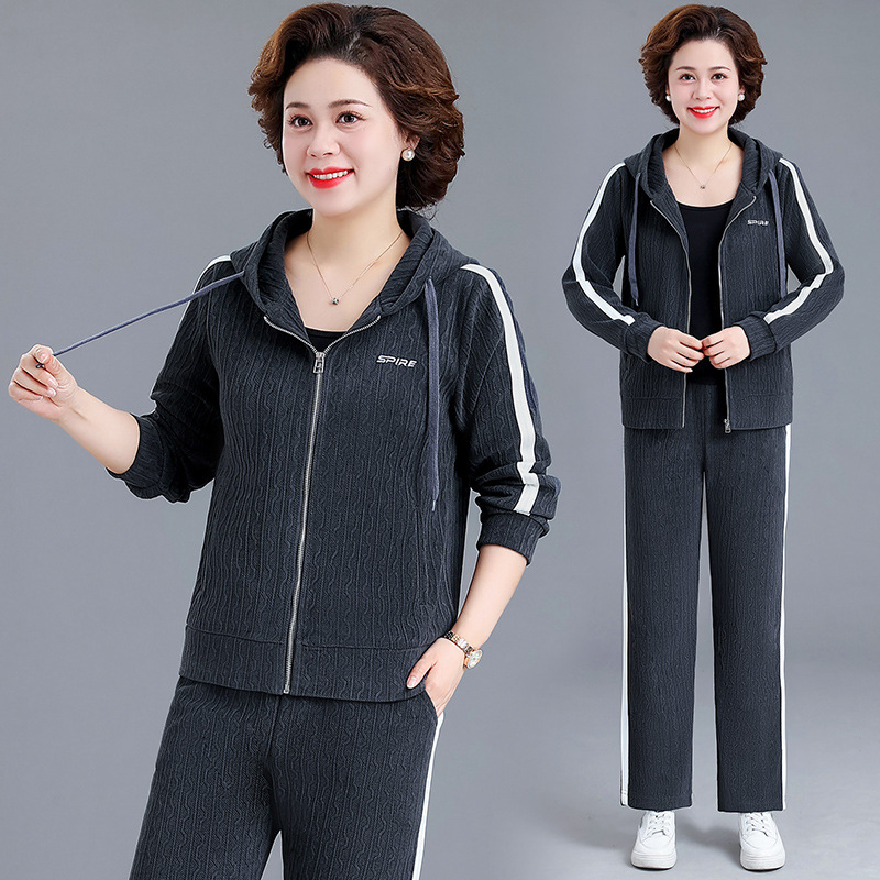 妈妈春秋装休闲运动服两件套新款高档衣服中年女装阔太太洋气套装