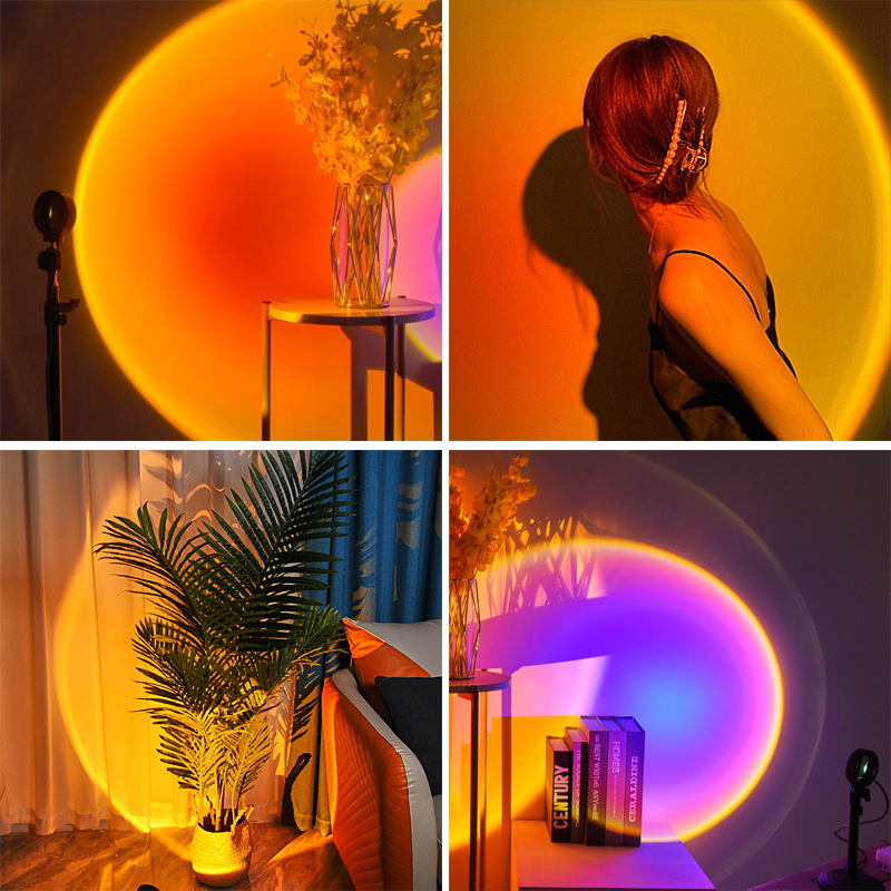 Customized Sunset Light Sunset Light Rainbow Projection Lamp Projection Ambience Light Photography Live Sunset Light Cross-Border